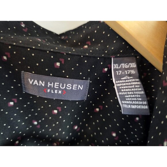 Van Heusen Flex Men's Shirt Size XL Black Pocket Short Sleeve Button Down Top - Picture 6 of 9